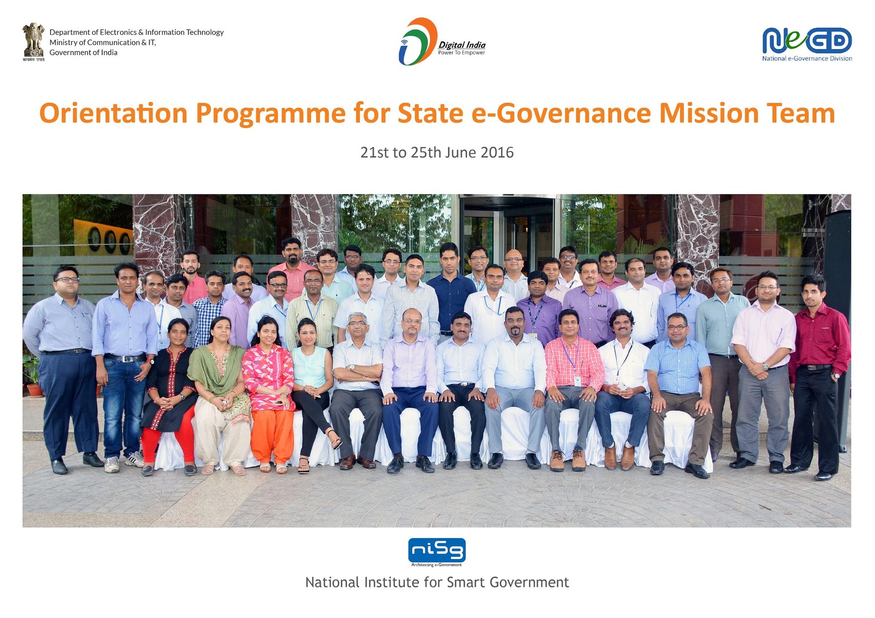 Orientation Programme for the State e-Governance Mission Team, delivered with the National Institute for Smart Government