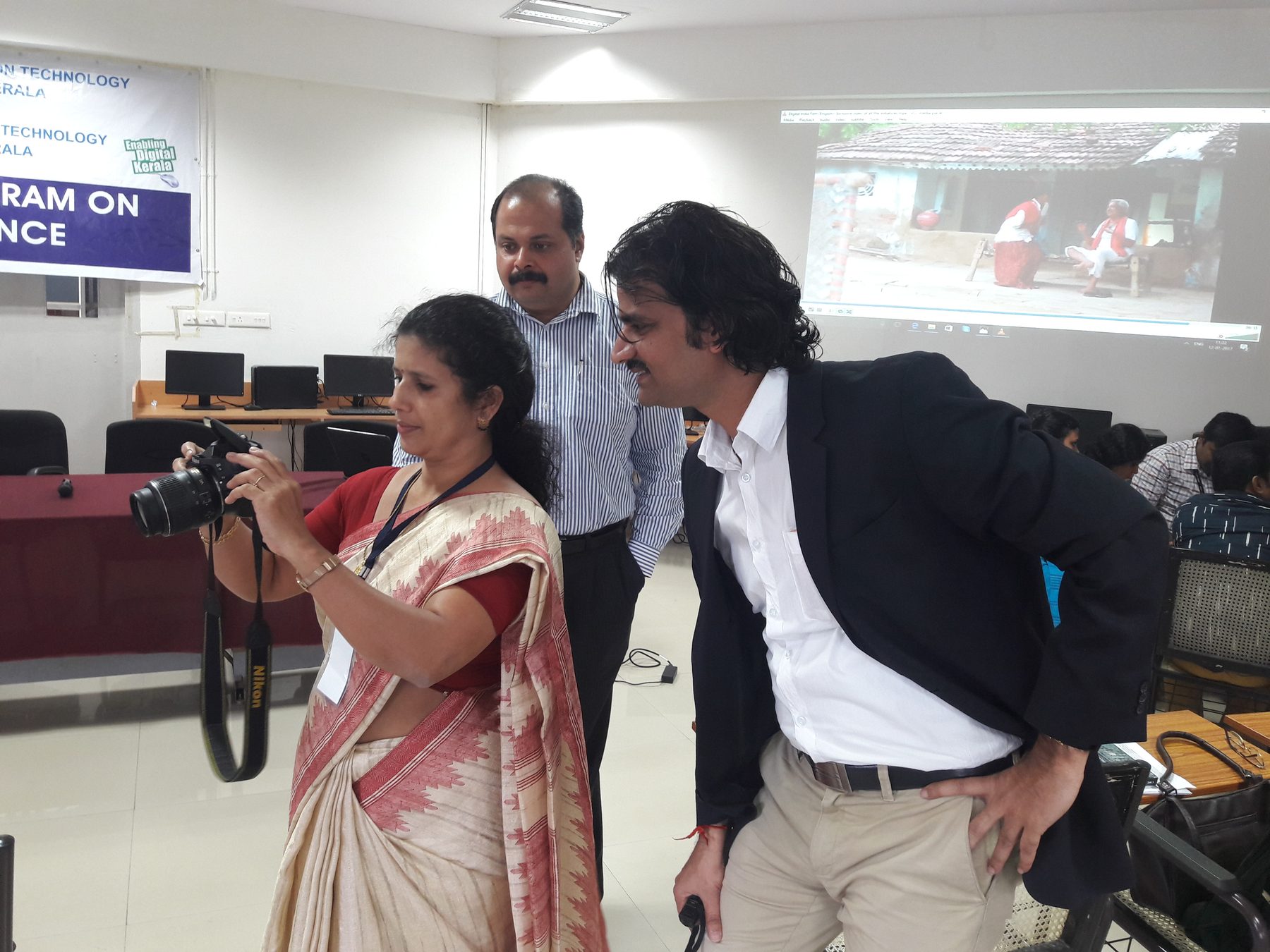 Professionals in a hands-on Change Lab technology training session